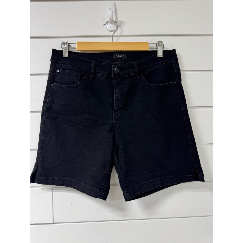 Curve Appeal Womens Black Denim Shorts Size 12/31 Stretch Casual Mid Rise
